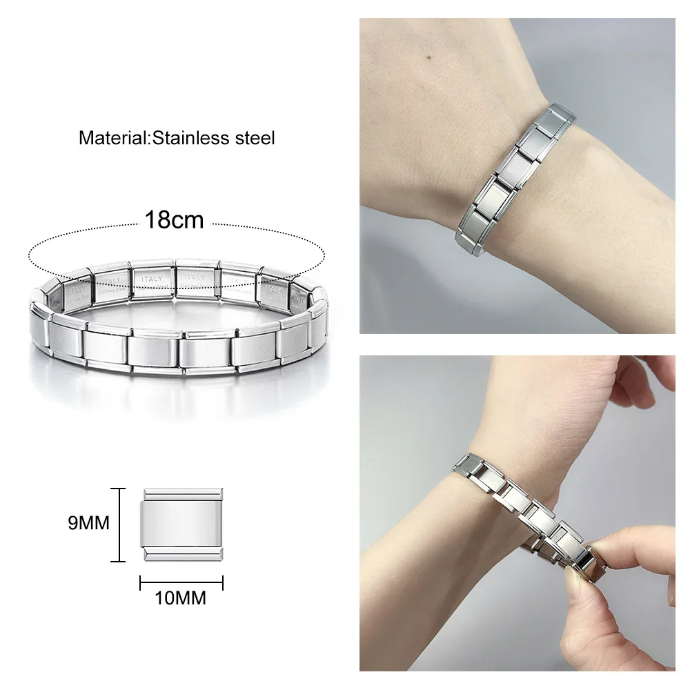 GEMOSA Neue Mode Rosa 26 Englisch Buchstaben A-Z Italienische Links Charm Fit 9mm Edelstahl Frauen Männer Armband schmuck DIY Machen – Detail 11