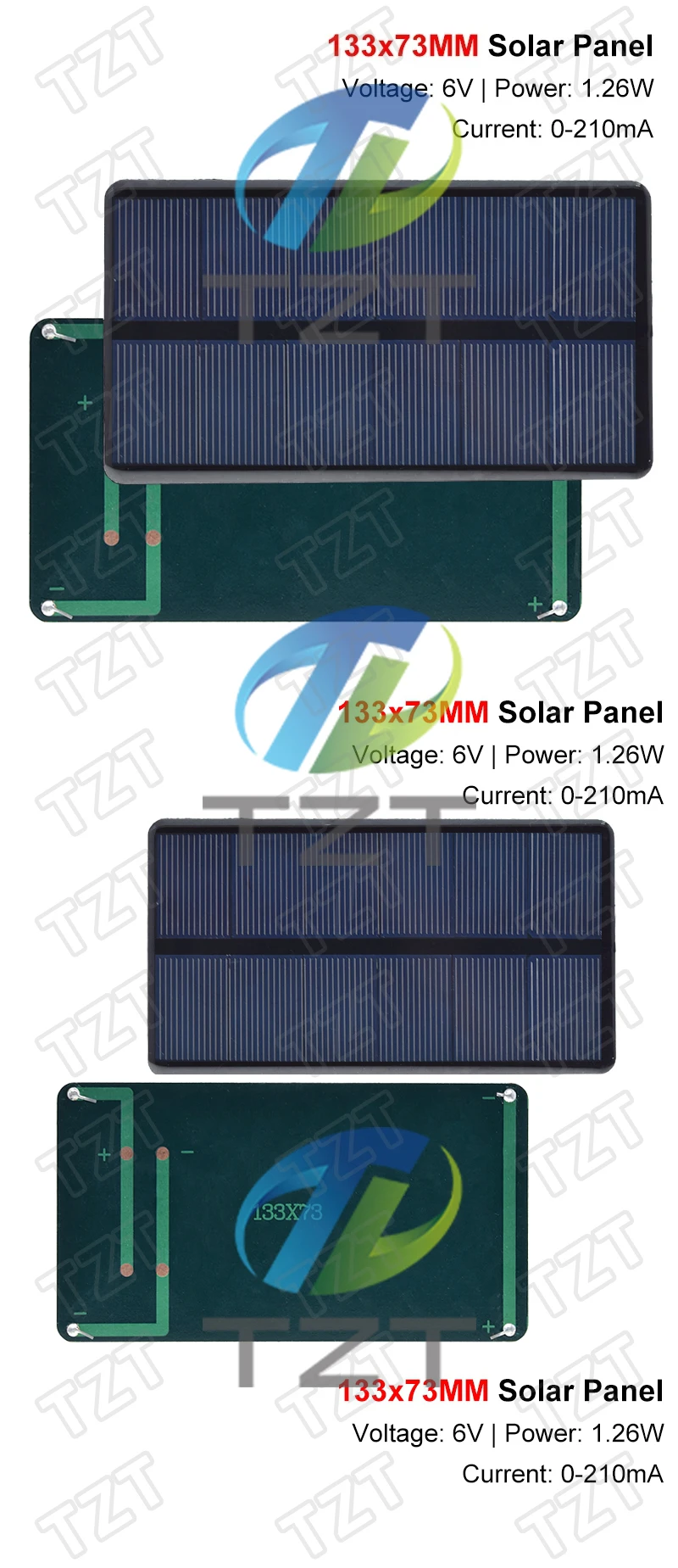 1/3PCS TZT 6V 1,26 W 210MA Mini Solar Panel 133X73MM Solar Zellen DIY für Licht Handy Spielzeug Ladegeräte Tragbare Hohe Qualität DIY – Detail 7