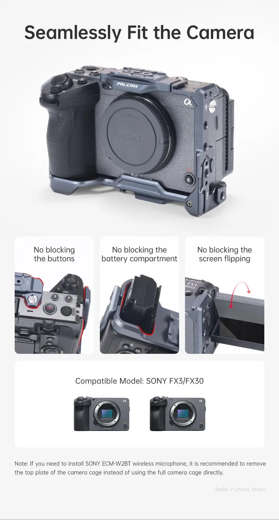 FALCAM F22&F38&F50 Handheld Cage Kit for Sony FX30 / FX3 Full Cage 