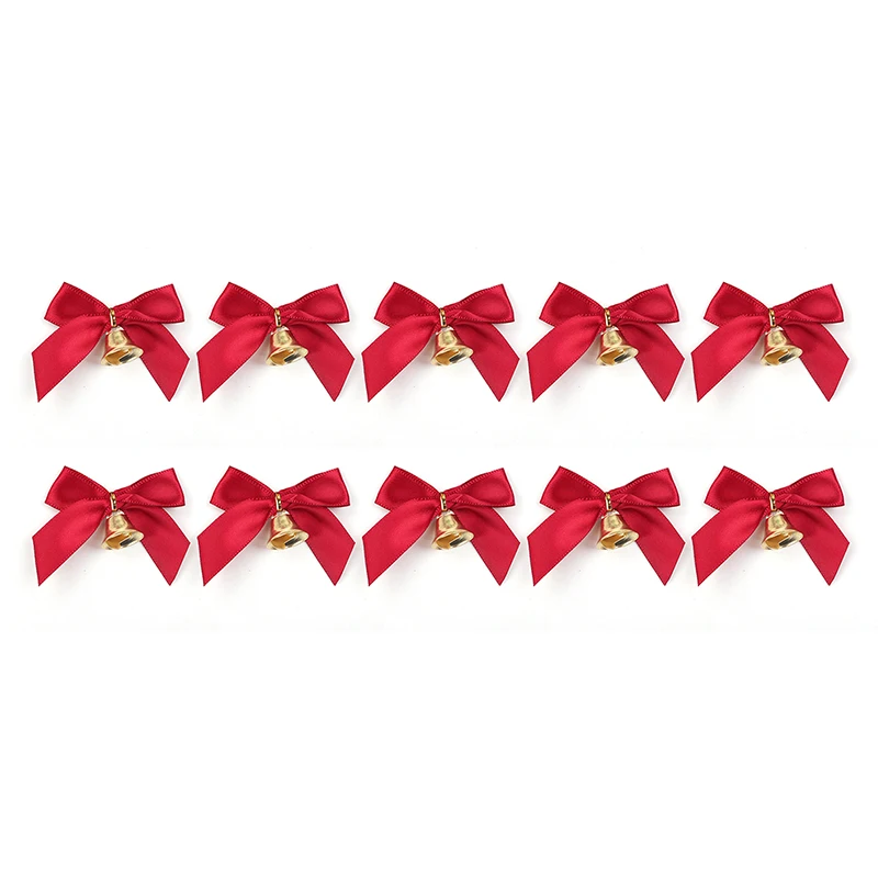 Description Picture 2 of item10pcs Delicate Bowknot Bells Christmas Gift Bows With Small Bells DIY Bows Craft Christmas Tree Decoration Christmas Bow Tie