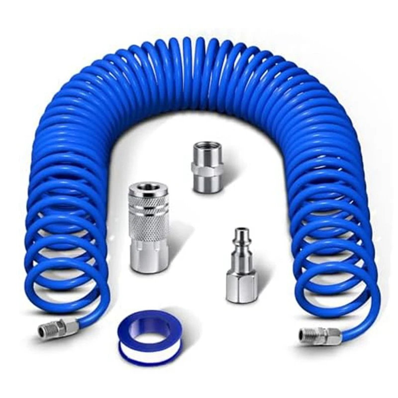 

25Ft Repairable Backflush Air Hose Metal Air Compressor Hose 0.64Cm NPT Industrial Universal Coupler 200PSI Maair Tool Hose