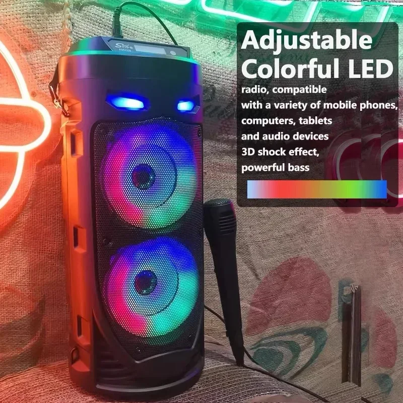 

Multi-function Wireless Outdoor Subwoofer Party Performance Bluetooth Speaker Mobile KTV Colorful Lighting Effect U Disk Audio