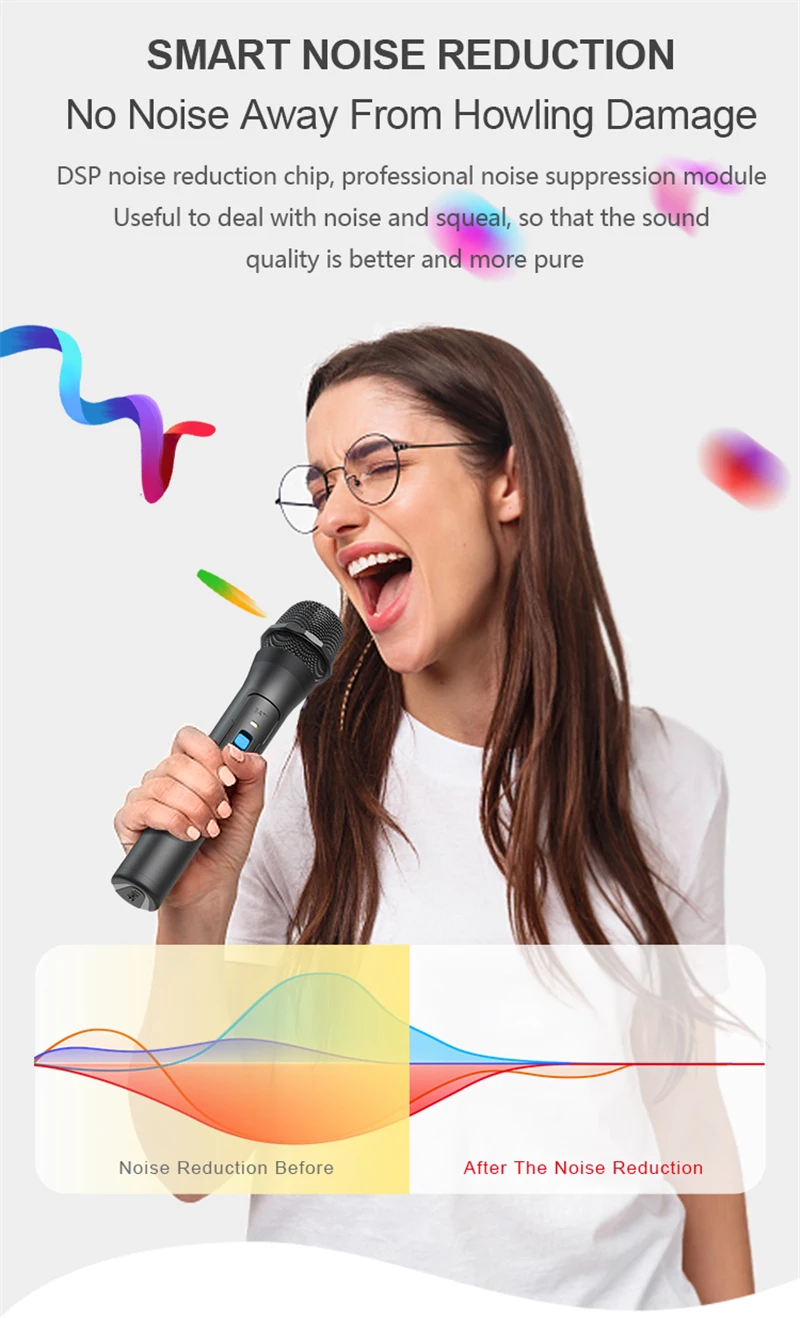 VHF Wireless Handheld Microphone For Recording Stage Speakers Singing Parties Karaoke ABS Paint Universal Wireless Microphone