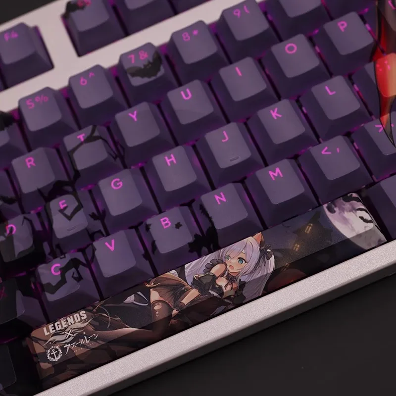 Teclado Retroiluminado Azur Lane Hms Janus Pbt Anime Gaming Key Caps para Ansi 61 87 104 108 Chaves Set - Imagem 4