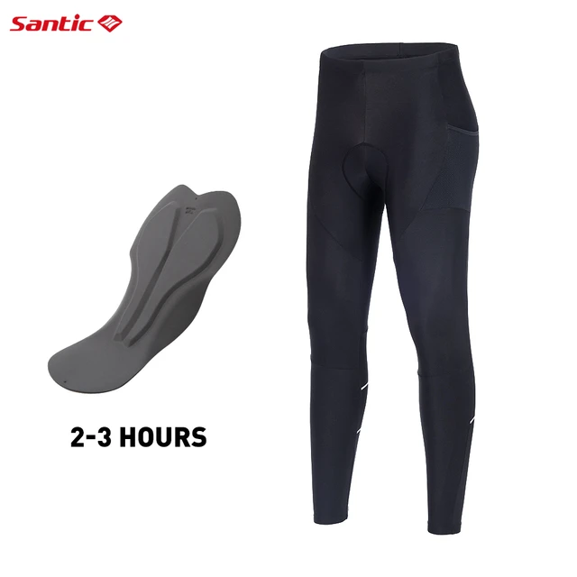 Santic Winter Cycling Pants Men Windproof Fleece 4D Pad MTB Bike Trousers  Outdoor Sports Reflective Pants