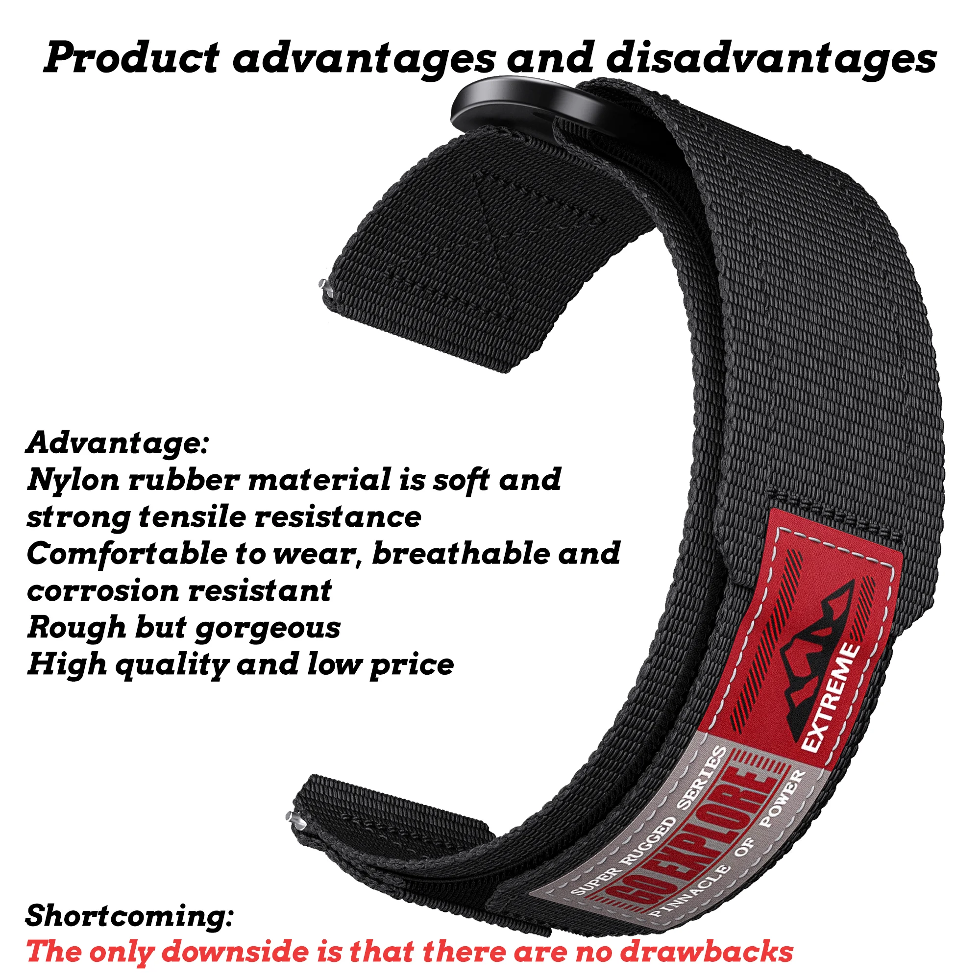 Nylon Watch Strap - 20mm/22mm Adjustable Band Bracelet