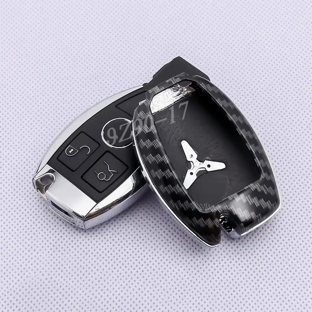 Premium Carbon Fiber Car Key Fob Cover with Keychain