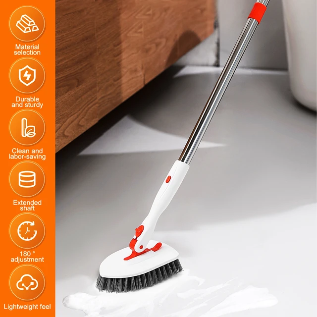 Bathroom Cleaning Brush with Long Handle 180° Rotatable Lockable Shower  Scrubbing Brush Replaceable Tub Tile Scrubber with Stiff - AliExpress