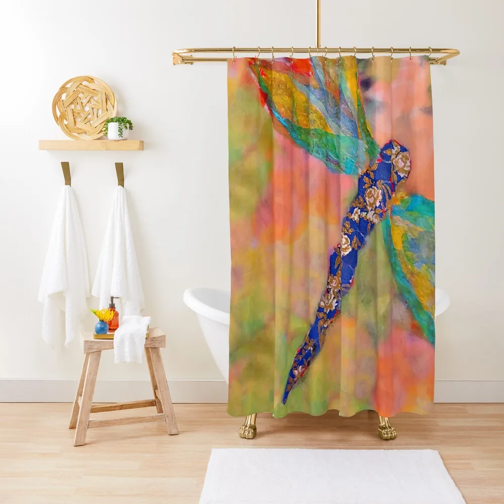 Torn Paper Dragonfly Shower Curtain Cute Shower Bathroom And Shower Products Waterproof Fabric Curtain