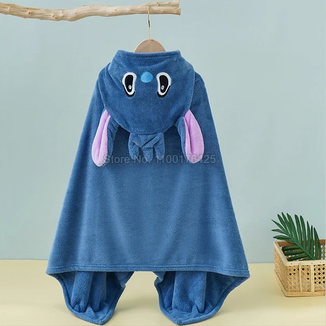 Disney Stitch Blue Summer bambini asciugamano da bagno con cappuccio  asciugamani da spiaggia per cartoni animati