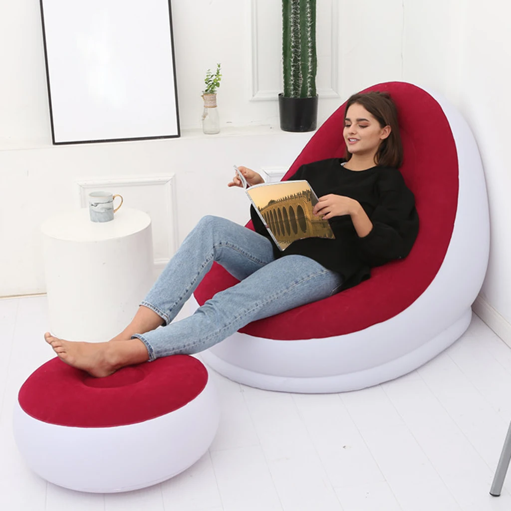 Camping Chair Foldable Inflatable Ottoman PVC Waterproof Air Chair Ultralight Stool for Home Garden Outdoor Lounge Camping Chair Foldable Inflatable Ottoman PVC Waterproof Air Chair Ultralight Stool for Home Garden Outdoor Lounge