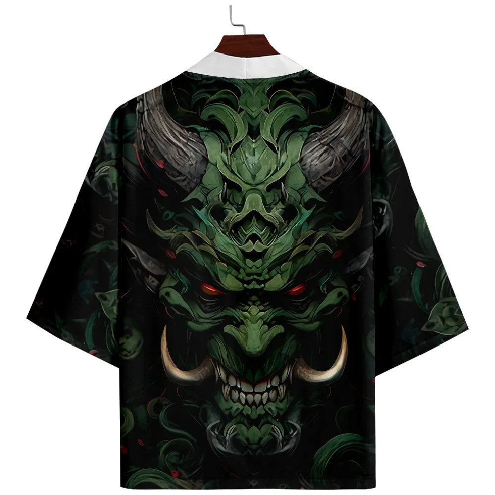 

Streetwear Men Women Cardigan Cosplay Haori Demon Print Japanese Manga Beach Kimono Harajuku Tops Robe Yukata Clothes