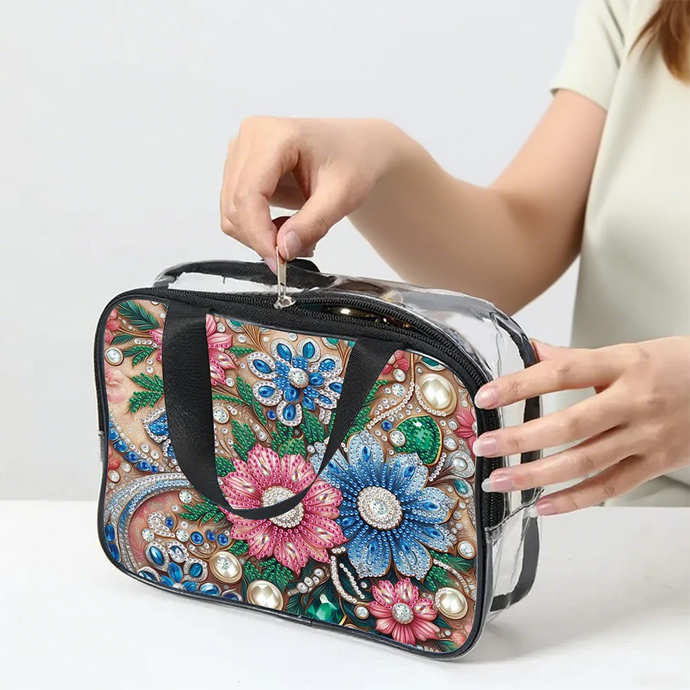 1pc DIY Diamond Painting Kit Portable Travel Bag with Zipper colorful diamond art handbag for Women Carry Daily Use Travel