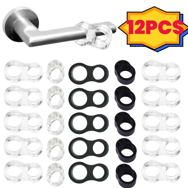 Door Stopper 12-2Pcs Silicone Door Handle Wall Protection Knob Bumper