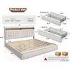 Bed Frame with 4 Storage Drawers, Upholstered Bed Frame and headboard with 2-Tier Shelves,Mattress Foundation with Wooden 2