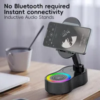 Portable Smart Induction Speaker Mobile Phone Holder Adjustable RGB Light Wireless Bluetooth Speaker Phone Reverse Charging
