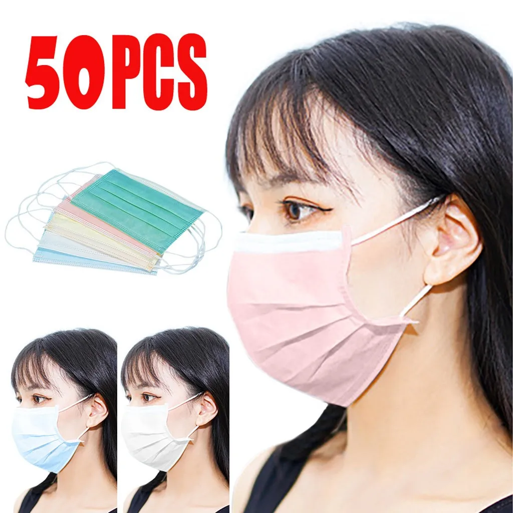 Disposable Man And Woman 3-Layer Mask 50pcs Disposable Mouths Covers Cubre Bocas Desechables Face Mask for Adult