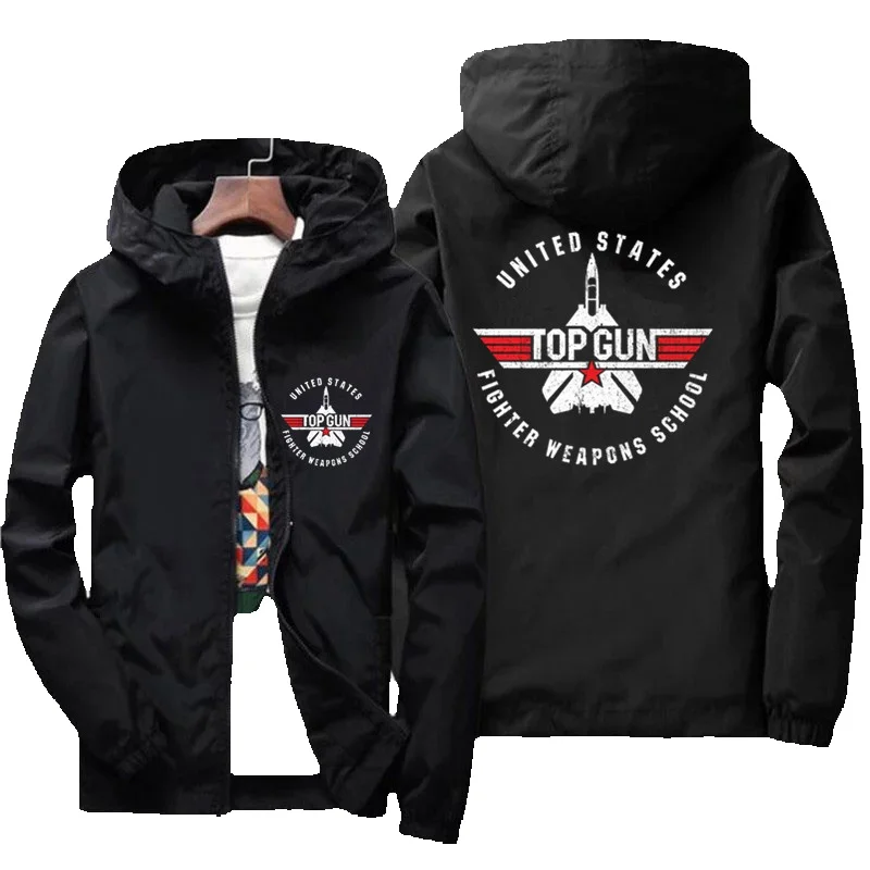 Giacca a vento uomo stile pilota top gun con cappuccio_voghion.com