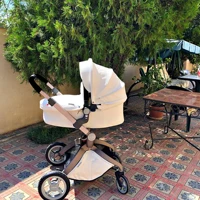 Hot Mom F22 Poussette combinée pour bébé,siège réglable,cadre alu,pneus pleins caoutchouc,pare-pluie,moustiquaire,grand panier de rangement 5