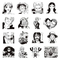 10/30/65pcs Black And White One Piece Stickers Luffy Zoro Anime Sticker Skateboard Motorcycle Cup Stationery Classic Toy Decal 2