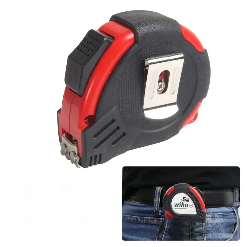 독일 Wiha 33251 5m 셀프 잠금 스틸 줄자 - 넓고 두꺼운 날, 벨트 클립, DIY/목공용 고정밀