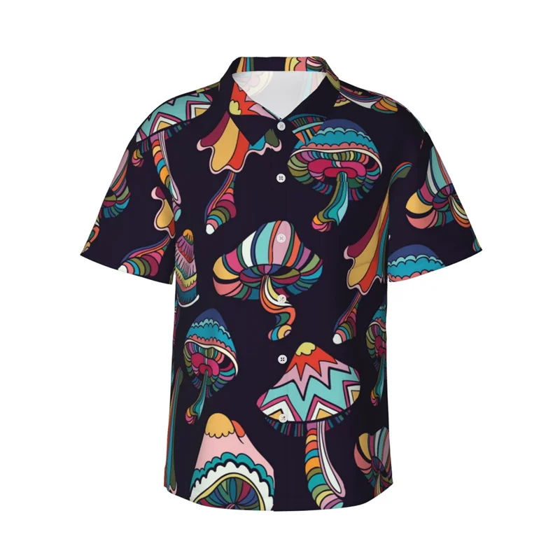Camisas hawaianas de moda para hombres, camisas de manga corta con estampado de anclas y hongos, lindas camisetas de dibujos animados para niños, camisas de playa para vacaciones de verano para mujere