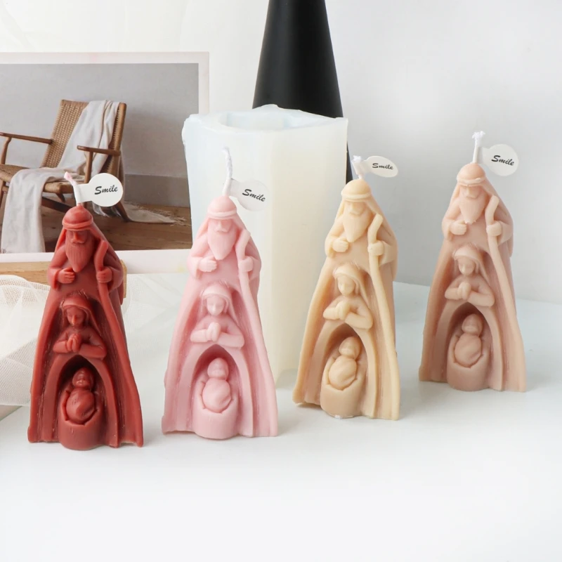 

Семья Иисуса, силиконовая форма, 3D статуя, форма для свечей, сделай сам, инструмент для изготовления свечей для ароматерапии,