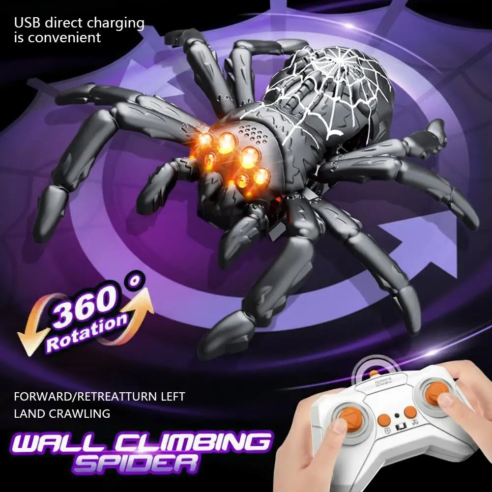 Remote Control Wall Climbing Spider Toy Dual-Mode RC Mechanical Rechargeable 360&deg; Rotating Stunt Car Electric Crawling Robot