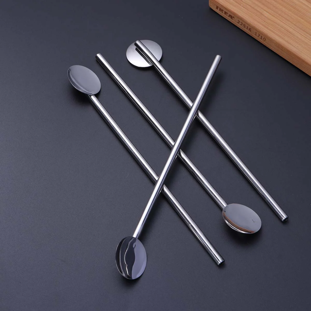 

Pcs/Pack Stainless Steel Oval Shape Metal Drinking Spoon Straw Reusable Straws Cocktail Spoons Filter Set Kitchen Tableware