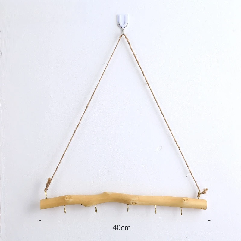 Driftwood Wall Hanging Decorative Rural Jewelry Clothing with Hooks, Wooden Crafts for Home Hanging, Organizing and Storing