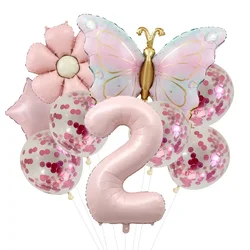 Pink Butterfly Foil Balloons for 5th Birthday Party Décor (Number set 2)