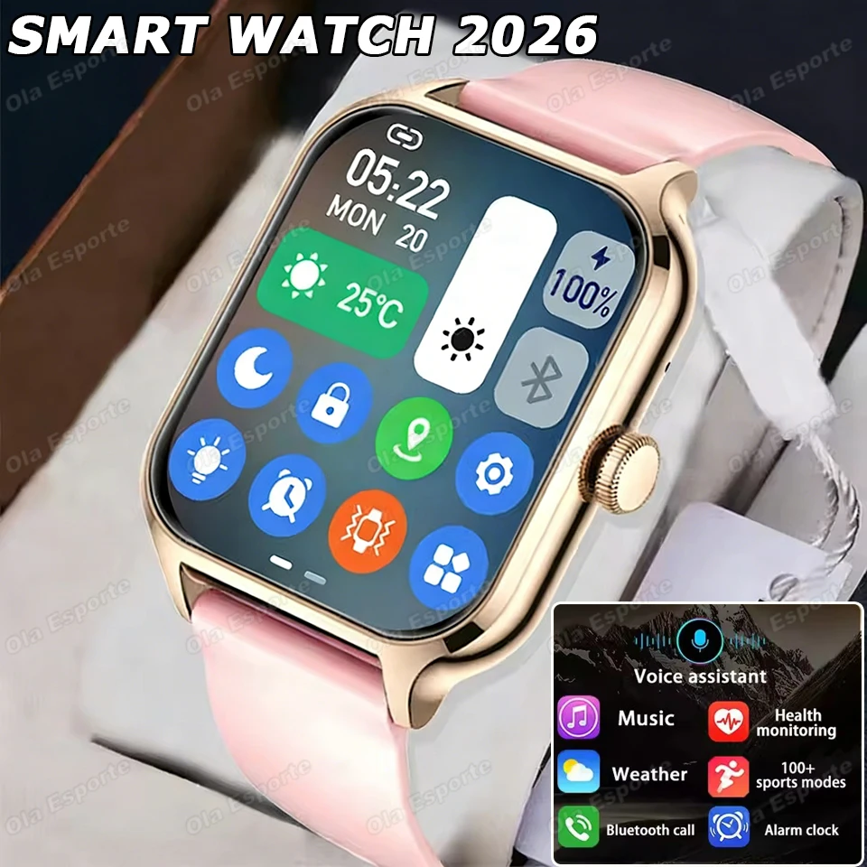 2026 New Fashion Smart Watch Wireless Phone Call Heart Rate Blood Oxygen/Pressure Monitoring Outdoor Sports Smartwatch Women Men 1