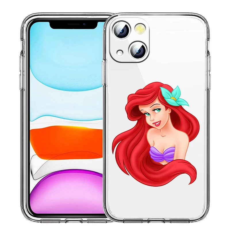 Mermaid Disney Princess Phone Case for Apple iPhone 14 13 12 11 Pro Max X XR XS 8 7 6 Transparent Silicone Shell Cover Fundas iphone 13 mini silicone case