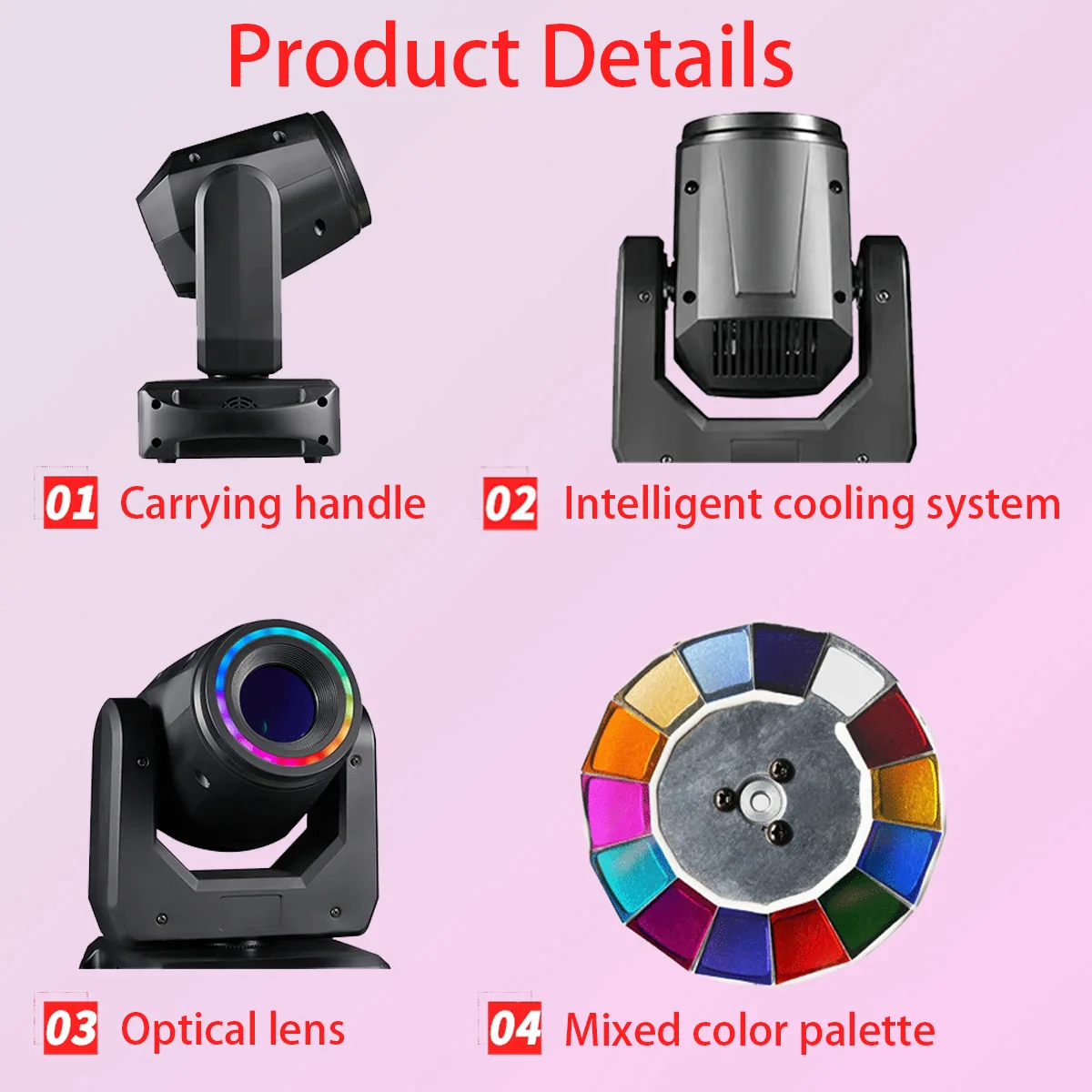 150W LED Spot Moving Head Light, 7 Colors + White Light, with Rainbow Effect 3P