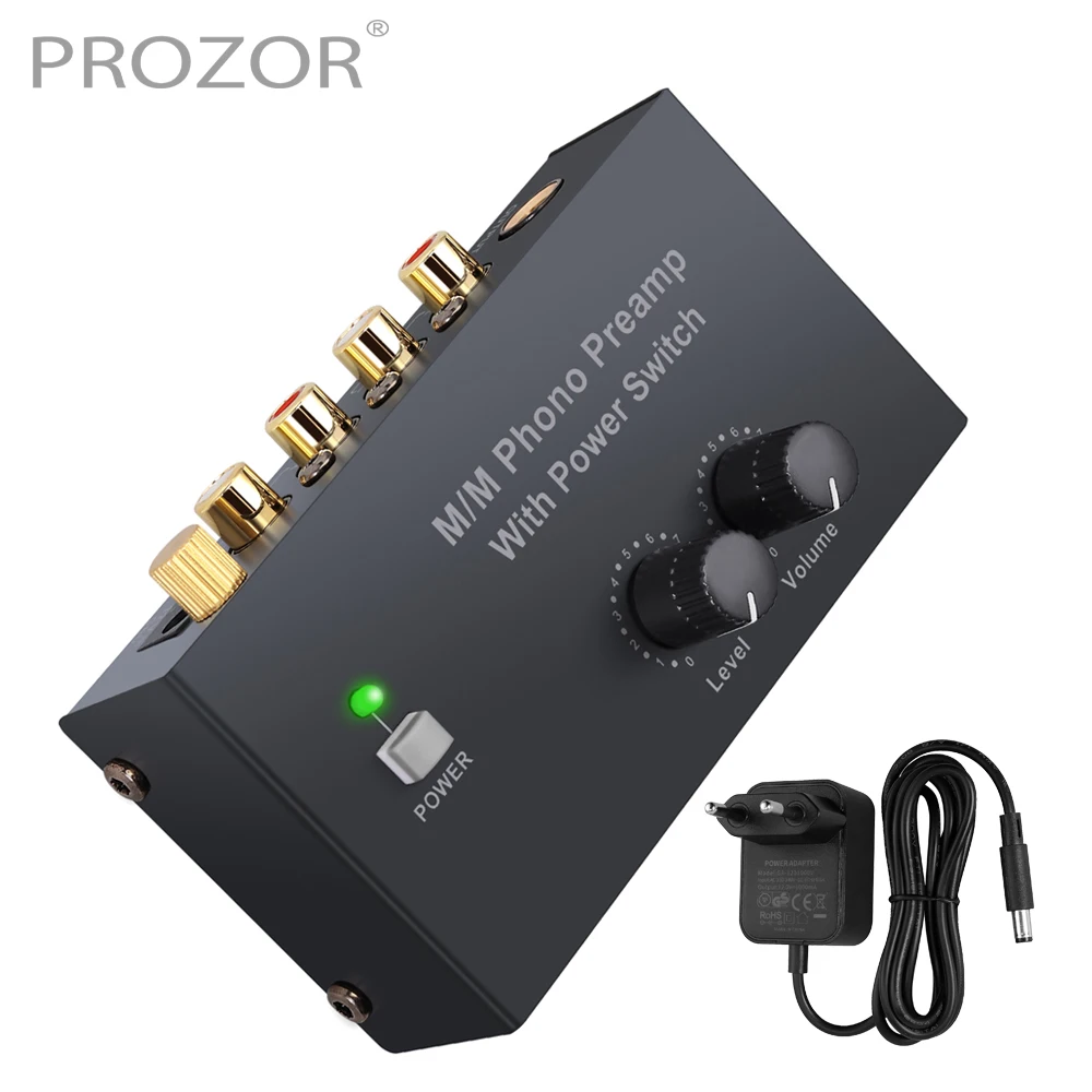 

PROZOR Phono Preamp Stereo Audio Low Noise MM Turntable Phono Preamplifier RCA Input RCA Output with Power Switch Volume Control