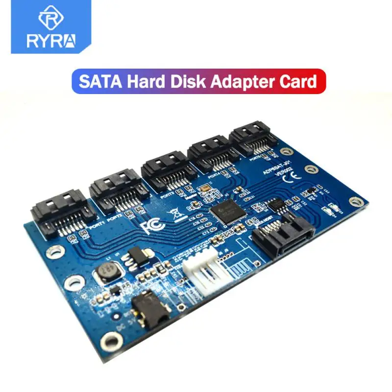 

RYRA SATA 1 To 5Port Hard Disk Adapter Card Motherboard SATA Port Multiplier Computer Motherboard Support SATA3.0 Expansion Card