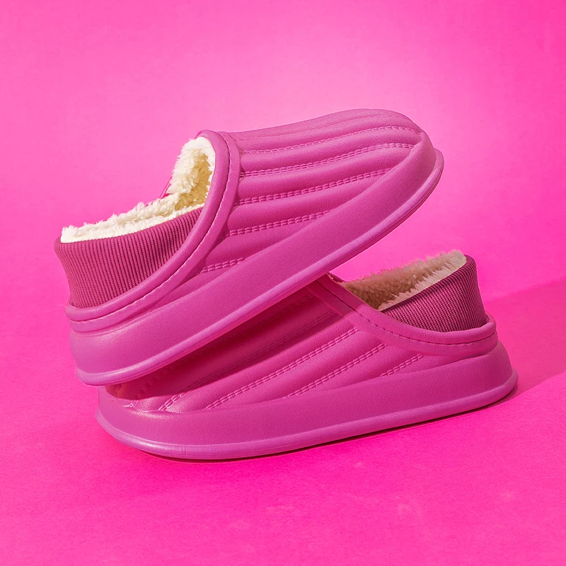 Pantofole in peluche da donna con suola morbida impermeabile nuovo inverno per donna tacco avvolgente antiscivolo scarpe casual in cotone per la casa calde e antiscivolo