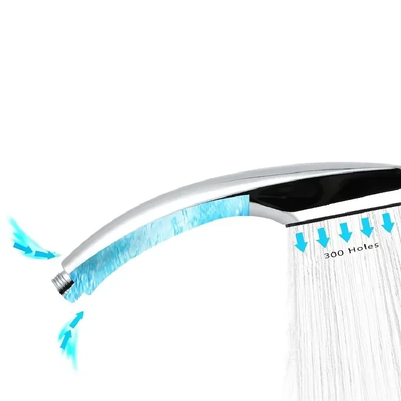 300-Hole High Pressure Square Shower Head - Chrome Rainfall Nozzle with Water Saving Design & Easy Clean Feature for Bathroom