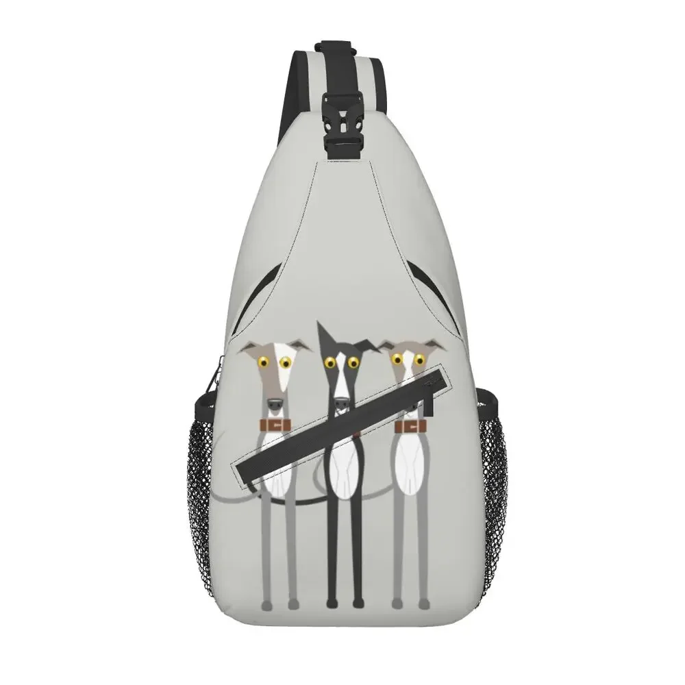 

Cute Greyhound Sighthound Dog Sling Bag for Men Fashion Whippet Puppy Shoulder Chest Crossbody Backpack Cycling Camping Daypack
