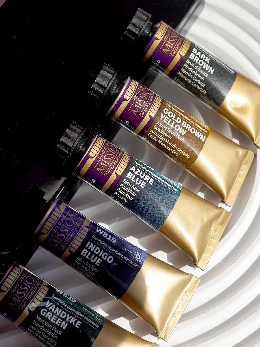 MISSION Gold Glass Tourmaline two tone GRANULATION Watercolors 15ml Artist Beginner Drawing acuarela pigments