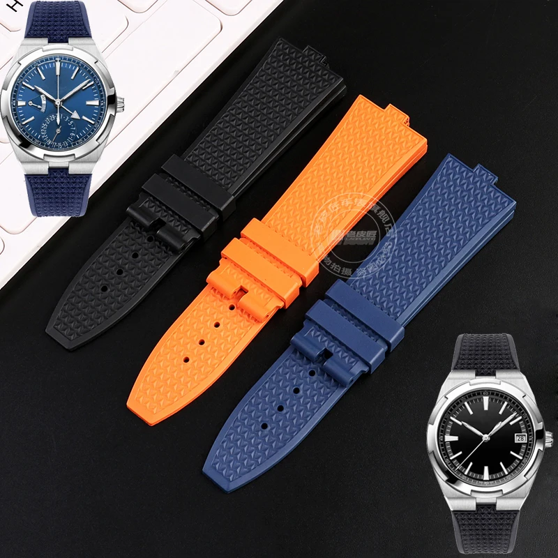 High Quality Fluoro Rubber Watchband 24*7Mm Convex Mouth For Vacheron Constantin 4500V 5500V 7900 Watch Band Men Strap Bracelet