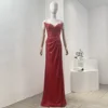 Ladies' 2024 New Club Sexy Red Sleeveless Sequined Slit Hem Diamonds Maxi Dresses 1