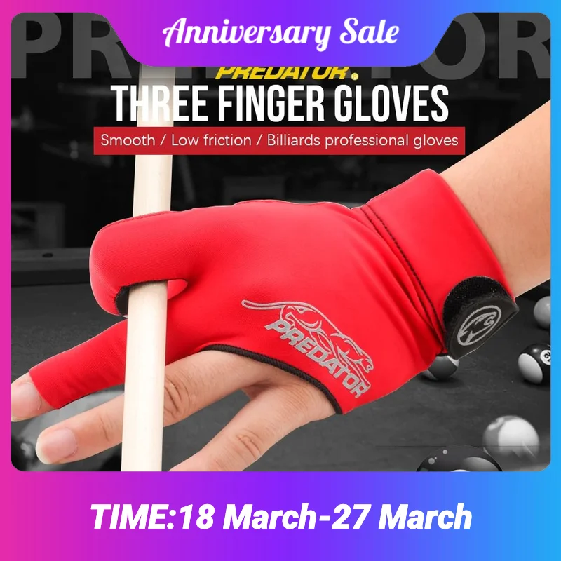 Original PREDATOR 3142 Gloves Billiard Gloves One Piece Fabric Non-slip Lycra Pool Gloves Snooker Glove Billiard Accessories
