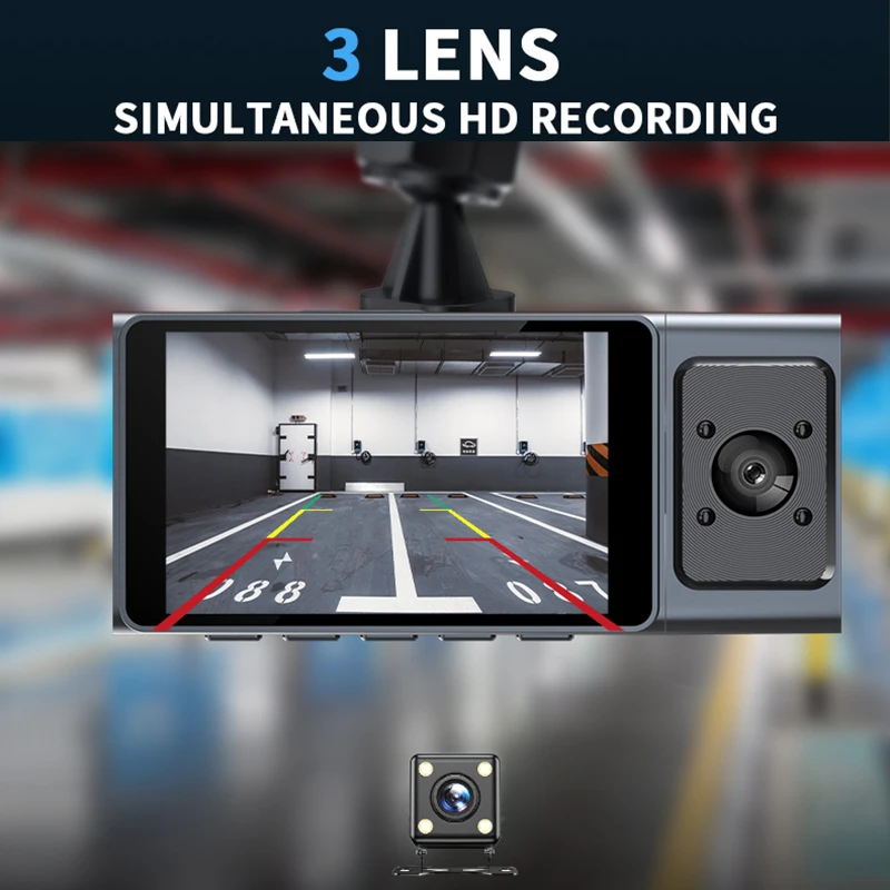 

3 Lens Car Video recorder HD1080P Dash Cam Car Black Box 3.0inch IPS Camera Recorder Night Vision G-sensor Loop Recording Dvr