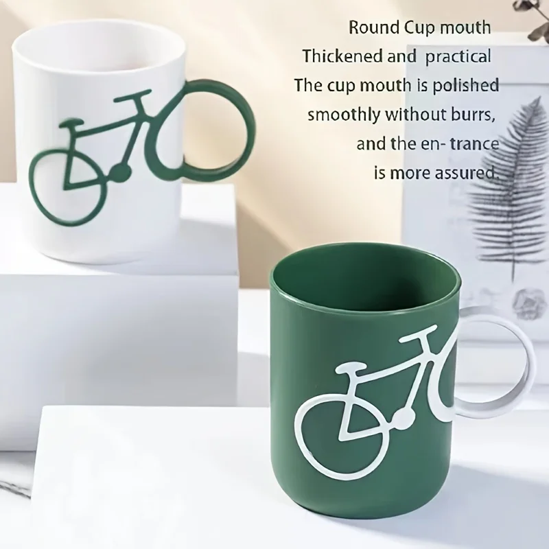 1 bicchiere creativo per collutorio, design a forma di manubrio di bicicletta, per coppia, per lavarsi i denti, in plastica, ideale per gargarismi, bagno o decorazione per la casa._voghion.com