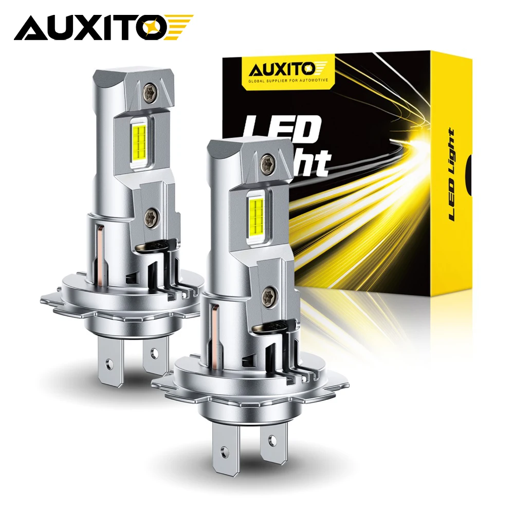 2 ชิ้น AUXITO 30000LM H7 LED Canbus ไม่มีข้อผิดพลาดไฟหน้าหลอดไฟพัดลมชิป CSP High Power 70 วัตต์ H7 หลอดไฟ LED ไฟหน้าอัตโนมัติโคมไฟ 1