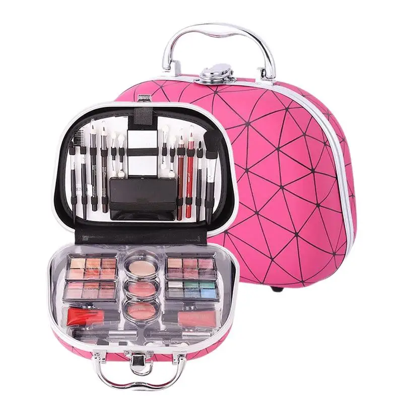face Makeup kit Women's Full Makeup Kit lip brush,eyebrow brush,eye pencil,lip pencil,applicator,mirror,lip gloss,eyeshadow,case