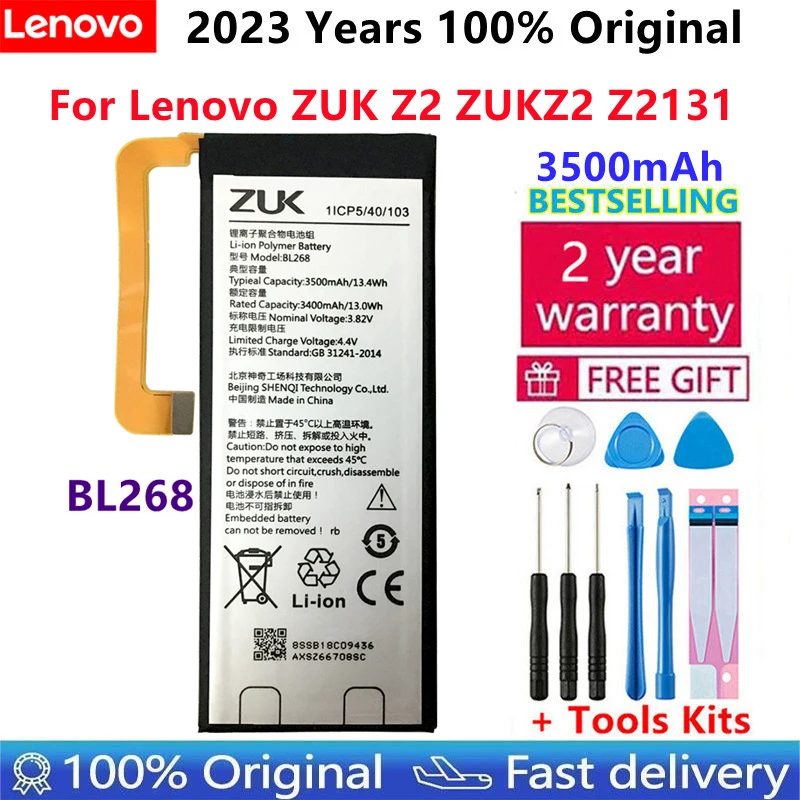 

100% Original 3500mAh BL268 Battery For Lenovo ZUK Z2 Pro Z2Pro Z2121 Mobile Phone Replacement Batteries+Tools Free