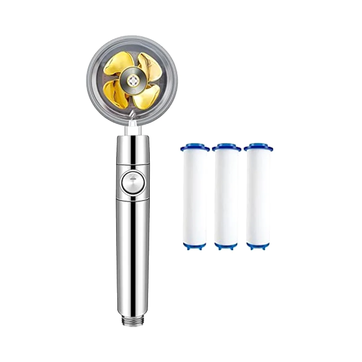 

Handheld Power Shower Head-Vortex Shower Head & Filter Removable Propeller Drive Shower Head Water Saving Shower Head