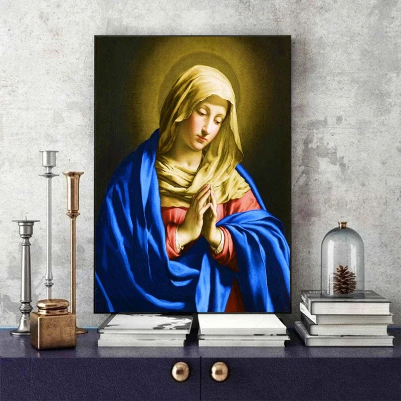 Classical Virgin Mary Canvas Painting Wall Art Posters and Prints Picture Christian Catholic Religious Church Room Home Decor